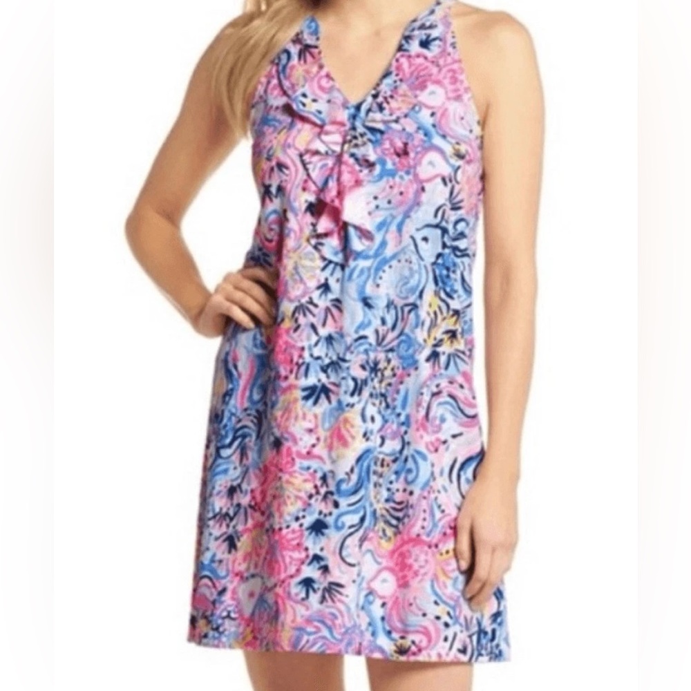 Lilly Pulitzer Shay dress in So Shofisticated L ruffle vacation colorful resort